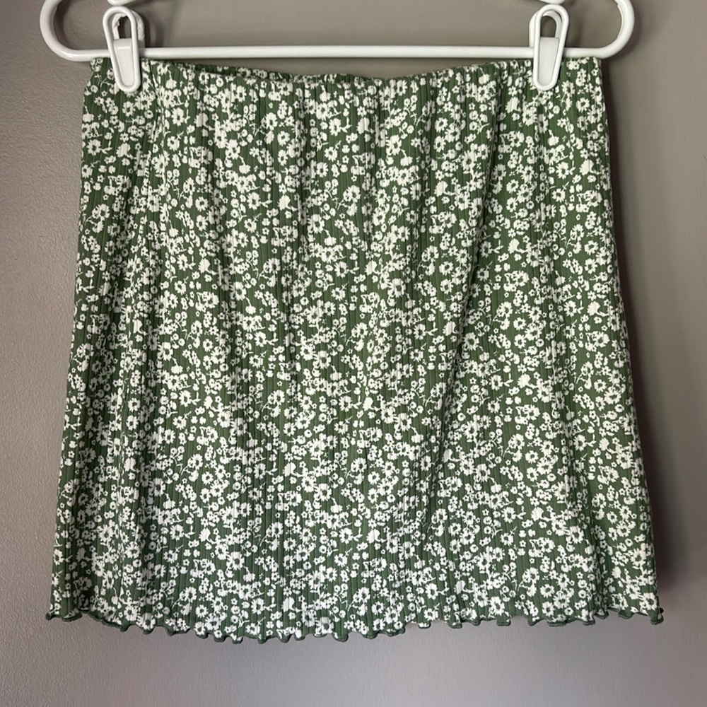 SPOILED Women’s Sage Floral Stretch Ribbed Mini Skirt